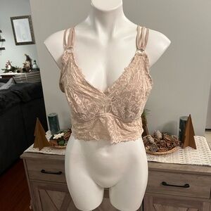 Cream lace strappy sexy bra